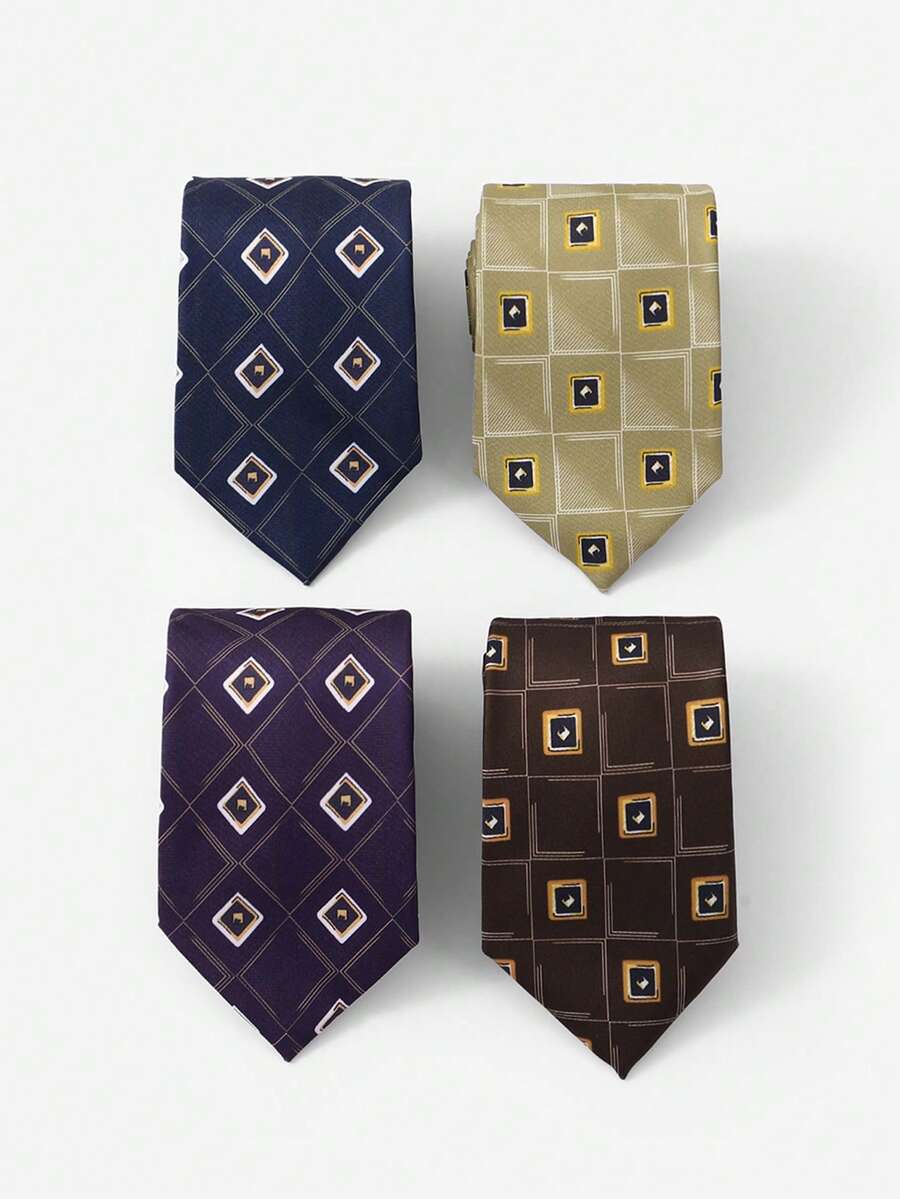 1pc Plaid Printed Necktie, Casual Business Party Accessory Suitable For Various Occasions - Violet Purple - View 1