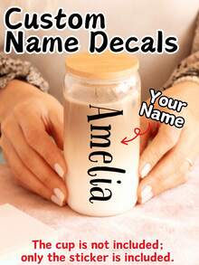 1/3/5pcs Personalized Crystal Stickers, Birthday, Wedding, Holiday, Party Decorations, Custom Text Name Stickers, Engagement Decorations, Personalized Name Tag Stickers, Name Stickers, Custom Stickers, Name Stickers, Date Stickers, DIY Gifts, Handmade Items, New Year's Charms, Waterproof, Can Be Applied To Mugs, Stemmed Glasses, And Glassware. - Multicolor - View 1