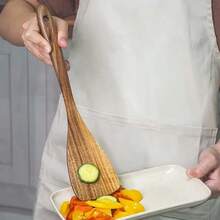 7-In-1 Premium Quality Natural Boxwood Cooking Utensils Set, Including Turner, Rice Sieve, Soup Ladle, Strainer And Cooking Spoon, Spatula For Kitchen - Natural Wood Color - View 3