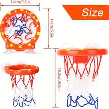 Kids' Bathtub Basketball Hoop Toy Set – Bath Toy With Mini Basketball + Red And White Hanging Hoop, Suitable For Boys And Girls 18 Months And Up, Fun Bathtub Basketball Game, Educational And Interactive, Material, Recommended Birthday Gift, Popular Fun Bath Toy - Red - View 8