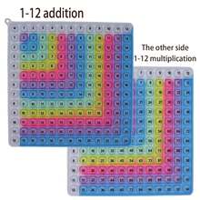 双面乘法游戏桌，12x12英寸数学立体板，乘法和加法二合一，硅胶指尖玩具，缓解压力，易于学习。更多乐趣，益智学习游戏玩具，硅胶材质，返校用品，课堂和家庭互动数学游戏 - 彩色 - 查看 2
