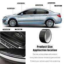 1pc Carbon Fiber Door Sill Scuff Plate, Auto Accessories For Car Door Sill Protection, Car Door Edge Entry Guard Protector Sticker, Auto Interior, Fashionable Car Upgrade, Modern Vehicle Interior, Anti-Scratch Tape, Car Decal - Carbon Fiber - View 1