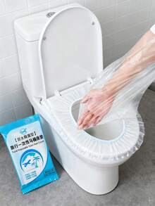 50pcs Disposable Transparent Waterproof Durable Plastic Toilet Seat Covers, Travel Hygiene Liners, Easy To Clean, Essential For Summer Home - Multicolor - View 5