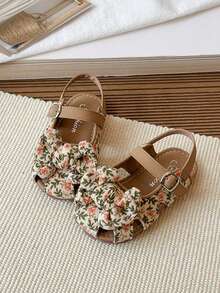 女童鞋 儿童公主凉鞋 2026 新款夏季罗马鞋，大童软底沙滩鞋 - 杏色 - 查看 4