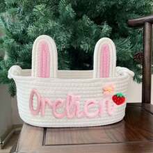 定制手工椭圆形收纳篮,兔耳朵礼品篮/装饰篮,家居装饰,礼品包装篮,复活节礼物,送给家人,衣橱收纳整理篮 - 彩色 - 查看 49