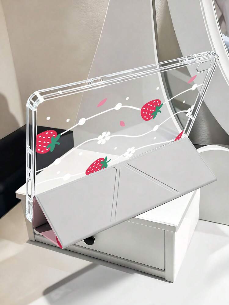 Strawberries, White Cherry Blossoms, Stripes Tablet Case Compatible With IPad Air 11-Inch M3 2025 / M2 2024, IPad Air 5th Generation 2022 , IPad (A16) 11 Inch 11th Generation 2025,Compatible With Samsung Galaxy Tab,Kindle Paperwhite 12th Gen 2024, Clear Back ,Fashion Pattern Protective Case,Automatic Sleep And Wake-Up Function, Airbag Protection, Suitable For Gifts And Office Use - Multicolor - View 5