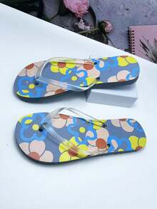 New Flip Flops For Women, Fashion Versatile EVA Non-Slip Soft Comfortable Lightweight Personalized Beach Walking Shock-Absorbing Slippers - Teal Blue - View 4