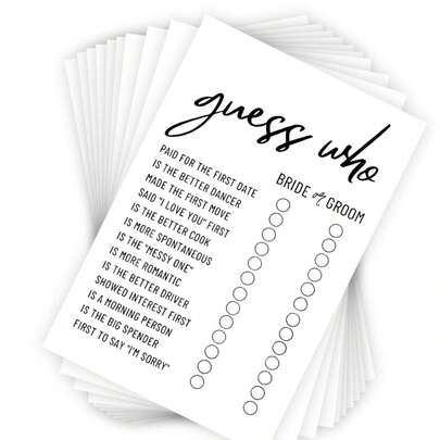 20 Pcs "He Said, She Said" Wedding Game Cards - Fun Bachelorette Party Activities With Checklist Design, White Paper Cards For Bridal Showers & Engagement Celebrations, Perfect For Wedding Decorations And Gifts, Wedding Gifts