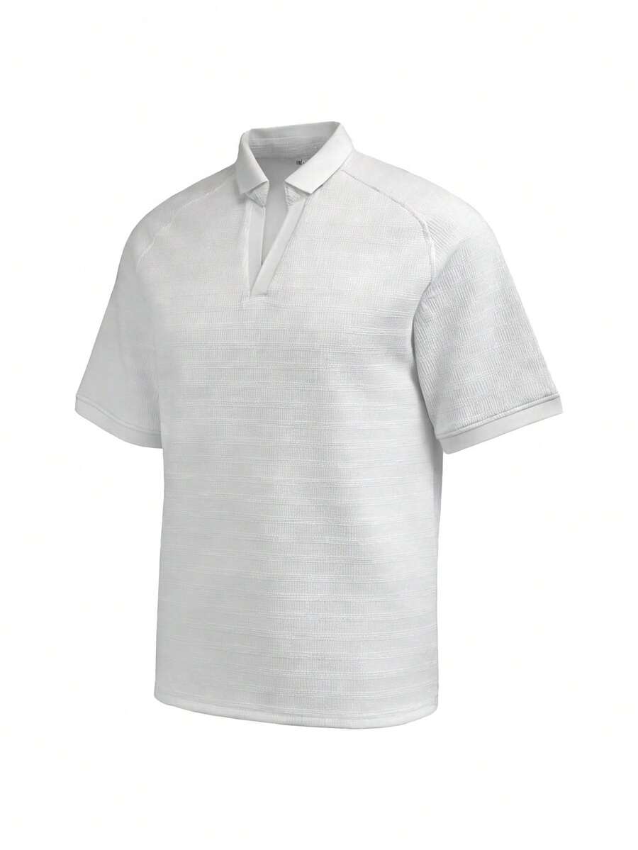 Áo polo nam dệt kim gân, phong cách đường phố thường ngày. - trắng - Xem 1