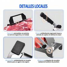 Rebanadoras Manual Cortadora Carne Jamon Verduras Alimentos Plateado - Plateado - Ver 5