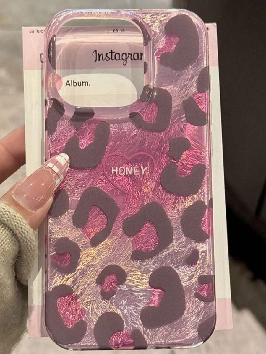 Cheetah, Leopard Print 1pc Premium Pink Leopard Print Shockproof Full Coverage Phone Case Protective Cover Compatible With IPhone 11/12/13/14/15/16/17/Pro Max - Pink - View 1