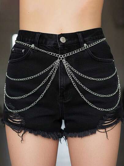 1pc Women's Sexy Silver Multilayer Tassel Waist Chain Body Jewelry, Suitable For Music Festivals, Parties, Or Daily Wear