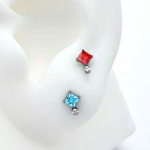 1件 F136 钛合金方形钻石锆石锥形内螺纹耳环/唇钉/耳骨穿刺饰品，0.9号 - 唇釘(1個) - 查看 7