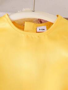 女婴度假无袖连衣裙，带蝴蝶结和网纱装饰，夏季 - 橘色 - 查看 4