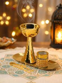 Elegant Traditional Incense Burner, Metal Minimalist Hammered Design, Luxury Gold Color Agarwood Incense Burner With Exquisite Craftsmanship, Elegant Fragrance Diffuser Suitable For Home Decor, Smokeless Incense Holder Perfect For Living Room, Bedroom, Yoga Studio, Meditation Space, Unique Incense Holder Designed For Fragrance Lovers, Personalized Commemorative Gift, Beautiful Gift For Friends And Family. - Gold - View 11