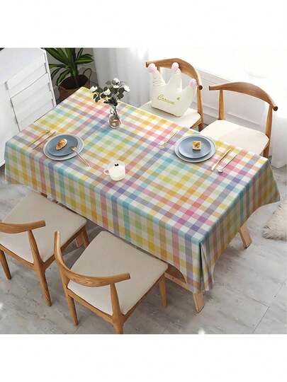 1pc Spring Floral Tablecloth, Pink Rose And Butterfly Pattern Design, Rectangular And Round Tablecloths, Spring Decor, Valentine's Day, Mother's Day, Wedding Season Party Tablecloth, Kitchen Accessory, Room And Outdoor Decoration, Ideal Gift