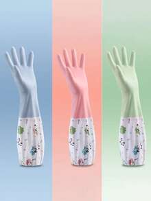 Kitchen Dishwashing Gloves, Made Of Silicone Material, Household Cleaning Gloves, Suitable For Various Tasks Such As Kitchen Cleaning, Sweeping, Bathroom Cleaning, Laundry, Etc., And Can Be Reused. - Multicolor - View 3