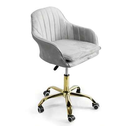 Silla para computadora diseño moderno tapizado en terciopelo color negro con base metálica giratoria dorada ruedas giratorias altura ajustable respaldo ergonómico acolchonado estilo elegante ideal para oficina hogar estudio escritorio