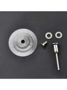 7 piezas/set Discos de sierra circular de metal, hojas de sierra de alta velocidad de acero con vástago, mini hojas de sierra con mandriles para cortar madera en el almacén - Plateado - Ver 7