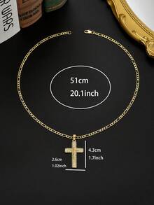 1件装奢华男士全镶钻耶稣十字架项链，个性化闪亮项链，配有3D耶稣受难吊坠，男士嘻哈项链，适合街头嘻哈装扮和宗教集会。 - 金黃色 - 查看 7
