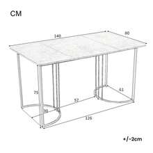 Tavolo da pranzo 140 x 80 cm (1 pezzo), tavolo da cucina moderno, struttura in metallo, tavolo rettangolare con piano in marmo moderno, piedini regolabili, ideale per la sala da pranzo o il soggiorno, bianco/nero - Bianco - Visualizzare 11