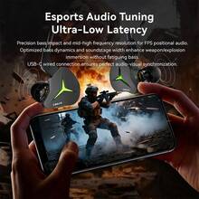 Auriculares de juego RGB Kbear Venus, auriculares intrauriculares con cable USB-C con diámetro de 10 mm, luz de ritmo LED sincronizada, IEM de triple banda Hi-Fi, cable de cobre puro de baja latencia - Negro - Ver 6