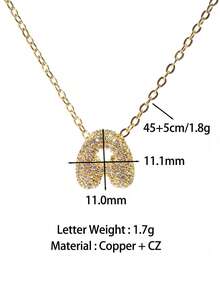 26pcs A-Z CZ Zirconia Letter Pendant Necklace, Punk Style Personalized Initial Necklace, Stainless Steel Hiphop Jewelry - Gold - View 5