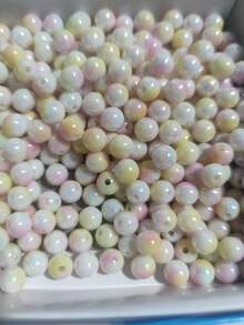 100pcs 8mm Colorful Acrylic Shiny Pearl Beads, Suitable For DIY Jewelry Making And Crafts Decoration - Multicolor - View 4