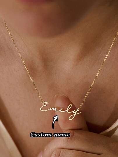 1PC Custom Personalized Exquisite Minimalist Name Necklace, Stainless Steel Necklace, Personalized Minimalist Name Necklace For Daily Wear, Custom Name Jewelry, Women's Necklace, Jewelry Women, Valentine's Day Gifts, Mother's Day Gifts, Eid Gifts, Personalized Gifts For Her
