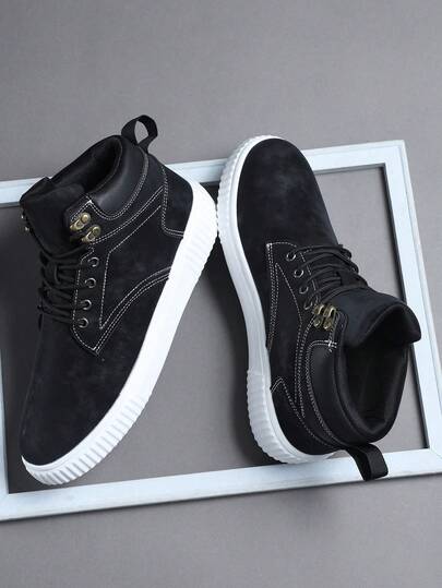 Fashion Casual Men's Flat Platform Shoes,Classic Stylish Men Sports Skate Shoes Lace-Up Running Shoes,Personalized Men Sneakers Street Casual Shoes