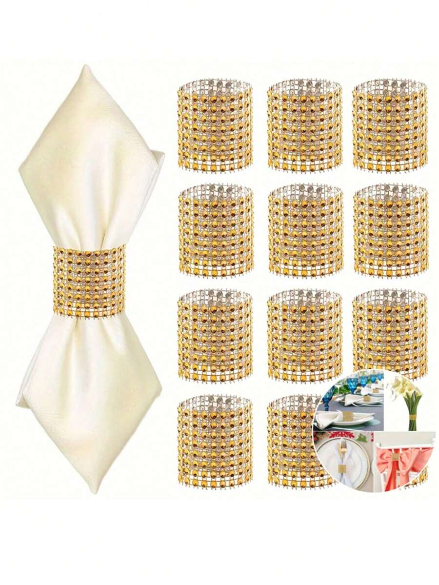 Napkin Rings,Gold Zinc Alloy Napkin Rings, Creative Open Napkin Rings,Rhinestone Napkin Ring For Restaurant, Hotel Dining Table Decor, Metal Spiral Napkin Holder, Adding Quality Touch To Your Dining Table