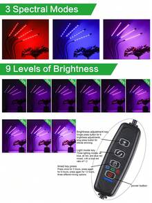 1pc Black LED Plant Growth Light Tube With Red & Blue LEDs. Full Spectrum Panel, USB Powered, Flexible Rotatable Lamp, Suitable For Indoor Gardening - Adapter Not Included. - Multicolor - View 7