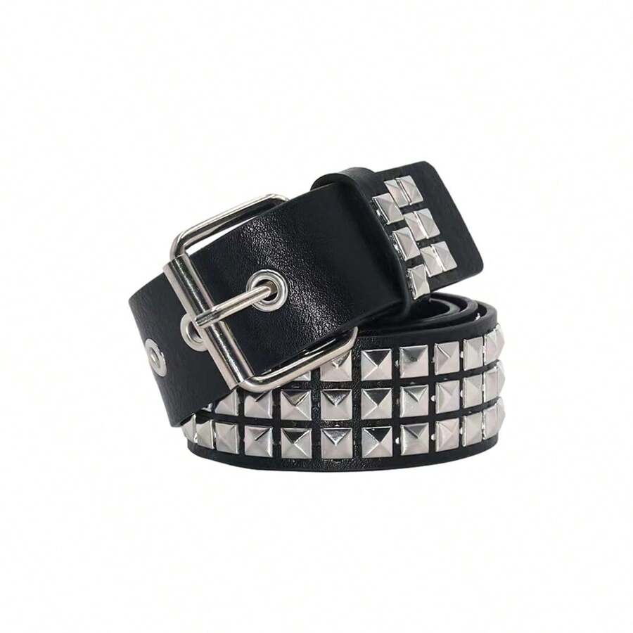 Street 1PC Stylish Punk Style Rivet Decor Versatile Jeans Belt Dress Belt Halloween Summer, School Fall, Autumn, Halloween - màu đen - Xem 1