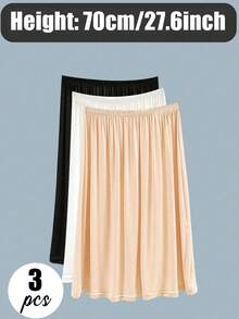 3件/2件/1件 多规格平边包臀衬里半身裙打底裙防走光裙，多色/纯色，春夏款式，防透明防走光中长裙，带衬里，平边，防静电，松紧腰带，适合略微丰满的女生，适合日常穿着。 - 彩色 - 查看 13