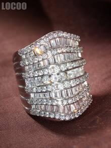 1 Stück hübscher kubischer Zirkonia Ring für Frauen für Hochzeit, Verlobung, Jahrestag, Party-Schmuck, Valentinstag Geschenk - 1# - Übersicht 7