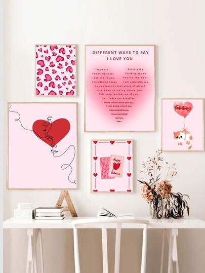 1pc Canvas Wall Art_Valentine's Day Vintage Print, Valentine's Decor Wall Art, Happy Valentine's Day, Retro Wave Gallery Wall Art, I Love You Baby Products - Framed Nursery Wall Art Perfectly Suited For Playroom Decor Nursery Decor, Childcare Room Decor, Kindergarten Decor, Boy's Room Decor, Girl's Bedroom Decor, Children's Room Decor, Valentine's Day Decor