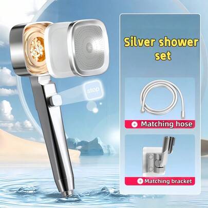 Turbo High-Pressure Shower Head, 4 Modes (Rain/Pulse/Mixed/Jet), Increased Water Pressure, AIR System For Gentle Water Flow, Over 99% Rust-Proof Filter, 10-Layer Electroplating, 3 Colors Available.