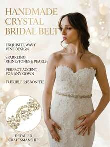 Gold Rhinestone Bridal Belt, Crystal Leaf Vine Wedding Sash, Elegant Evening Dress Waist Accessories - Gold - View 2