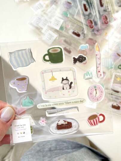 1Pc Cute Healing Stickers Cat Camera Jelly Pet Computer Phone Case Decorative Accessories Water Cup Backpack Universal Versatile Multi Functional