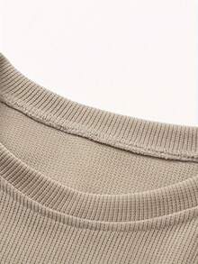 Spring Fall Oversized Ribbed Crew Neck Top  Workout Tops Women  Workout Tops  Long Sleeve Tops Women   Sweaters For Women(If You Prefer The Relaxed Fit As Shown In The Picture, We Suggest Ordering 1–2 Sizes Up.) - Màu Khaki - Xem 4