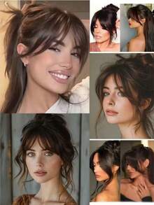 2片柔软合成纤维空气刘海接发片，隐形夹式刘海假发，适合女性日常和旅行使用 - 彩色 - 查看 8