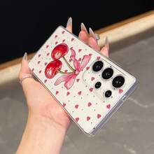 1pc Creative Heart, Cherry, Bow Design Phone Case Compatible With Samsung S21/S22/S23/S21 Ultra/S25 Ultra, Also Fits , Redmi, Infinix, Nothing Phones, Personalized & Lightweight - Clear - View 4