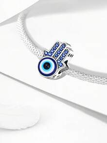 1 mặt dây chuyền đá mắt quỷ màu xanh thời trang, thích hợp để làm vòng tay, lắc tay, trang sức DIY và phụ kiện trang trí trang phục hàng ngày cho nữ, phù hợp cho các bạn gái đeo. - Bạc - Xem 6
