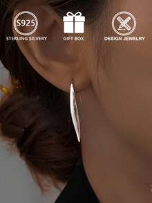 1 件 S925 纯银极简条形耳钉，精美首饰礼盒，适合女性日常/通勤佩戴，送给女朋友的绝佳礼物 - 銀色 - 查看 8