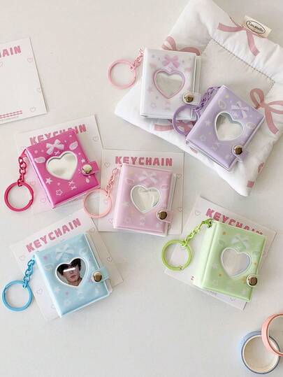 1 PC Bowknot 2-Inch Love Hollow Card Album Boutique Store Keychain Pendant Album Student Headstick Storage Album Female