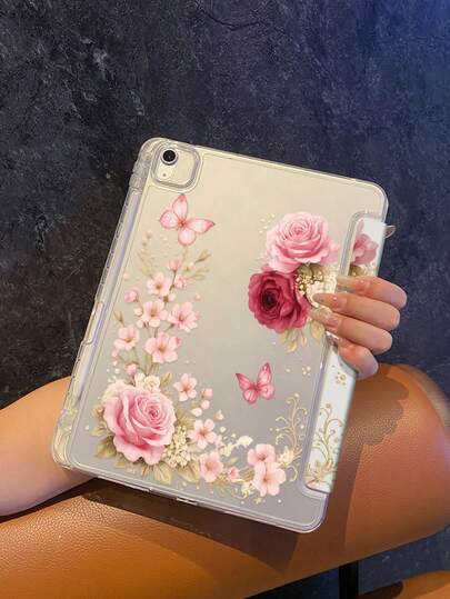 Designed With Elegant Roses Paired With Butterfly And Gilded Details, This Rose Whisper Tablet Case Exudes A Soft And Romantic Overall Vibe, Just Like A Blooming Spring Garden. Blended With A Gentle Pink Color Scheme And Exquisite Floral Printing, It Delivers An Elegant Yet Healing Visual Experience, Making It A Perfect Choice For Daily Use And Gifting.