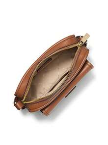 女士斜挎/单肩包，配有可调节肩带 - 棕色 - 查看 3