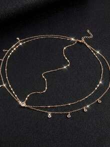 1 قطعة مجوهرات سلسلة رأس بطراز بوهيمي مرصعة بحجارة الراين على شكل قطرة ماء، إكسسوار شعر أنيق للعروس، مناسب للارتداء اليومي، هدية عيد الميلاد، شريط رأس مزين بشرابات، زفاف - متعدد الألوان - مشاهدة 6