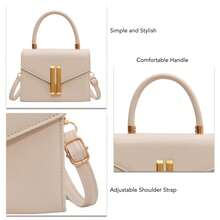 Bolsa de ombro bege elegante com alça ajustável. Design coreano confortável, ideal para passeios, encontros e viagens. Dimensões: 20 x 15 x 8 cm. - Damasco - Ver 5