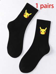 pokemon 3-5双装宝可梦卡通印花透气柔软中筒袜，加固后跟和脚趾，耐穿，男女通用四季皆宜 - 彩色 - 查看 13
